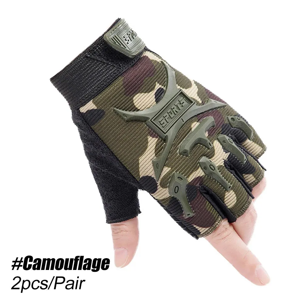 1 Pair Kids Half Finger Gloves Sports Gloves Non-Slip Gel Gloves Adjustable Fingerless Gloves for Children Cycling Riding Biking