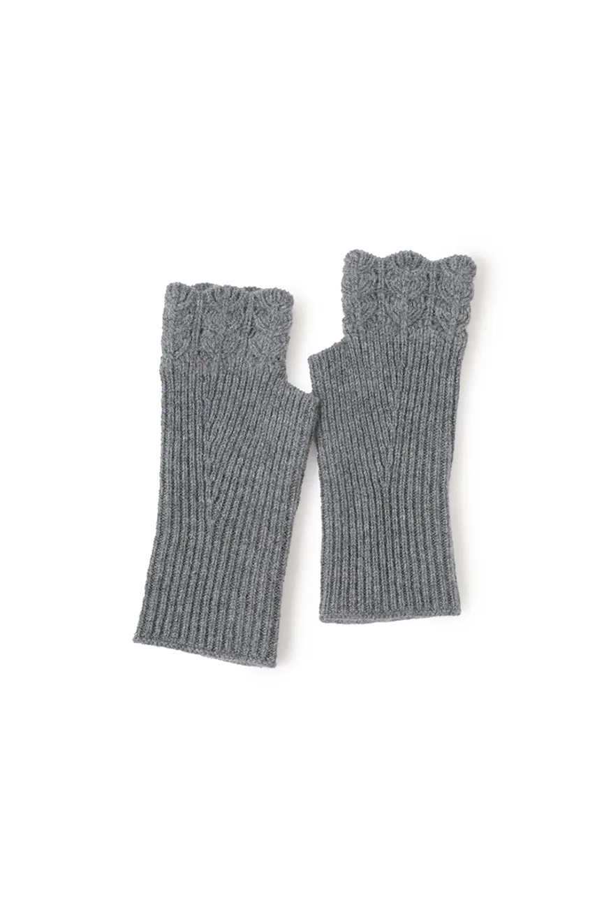 100 Cashmere Ribbed Knit Crochet Fingerless Gloves