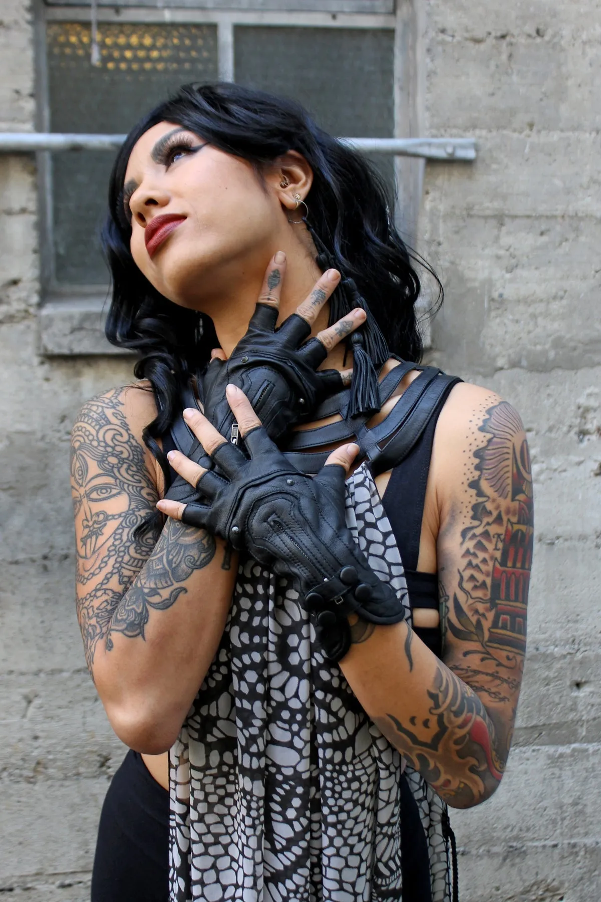 5D x Steam Trunk Archery Leather Gloves - Black