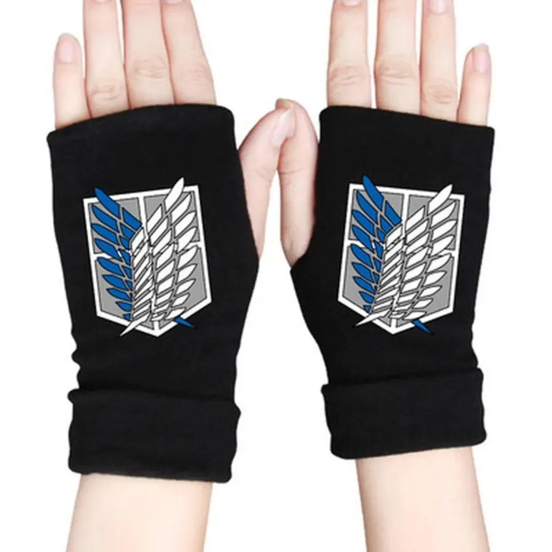 Anime Inspired Gloves | Knit Fingerless Mittens for Attack on Titan Cosplay