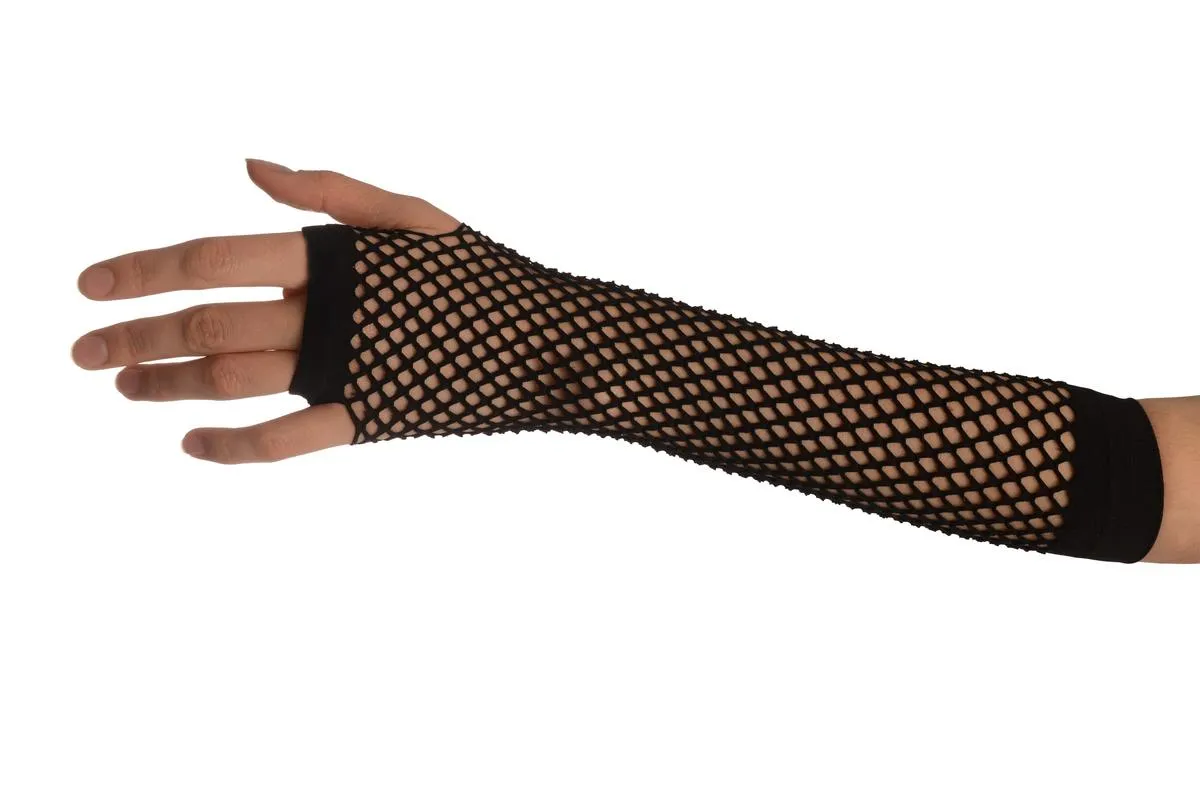 Black Fishnet Fingerless Party Gloves