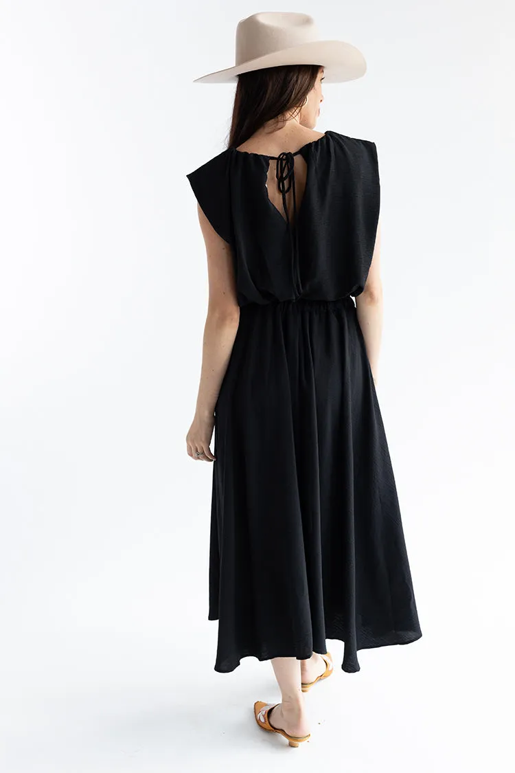 Black Pleated Midi Skirt