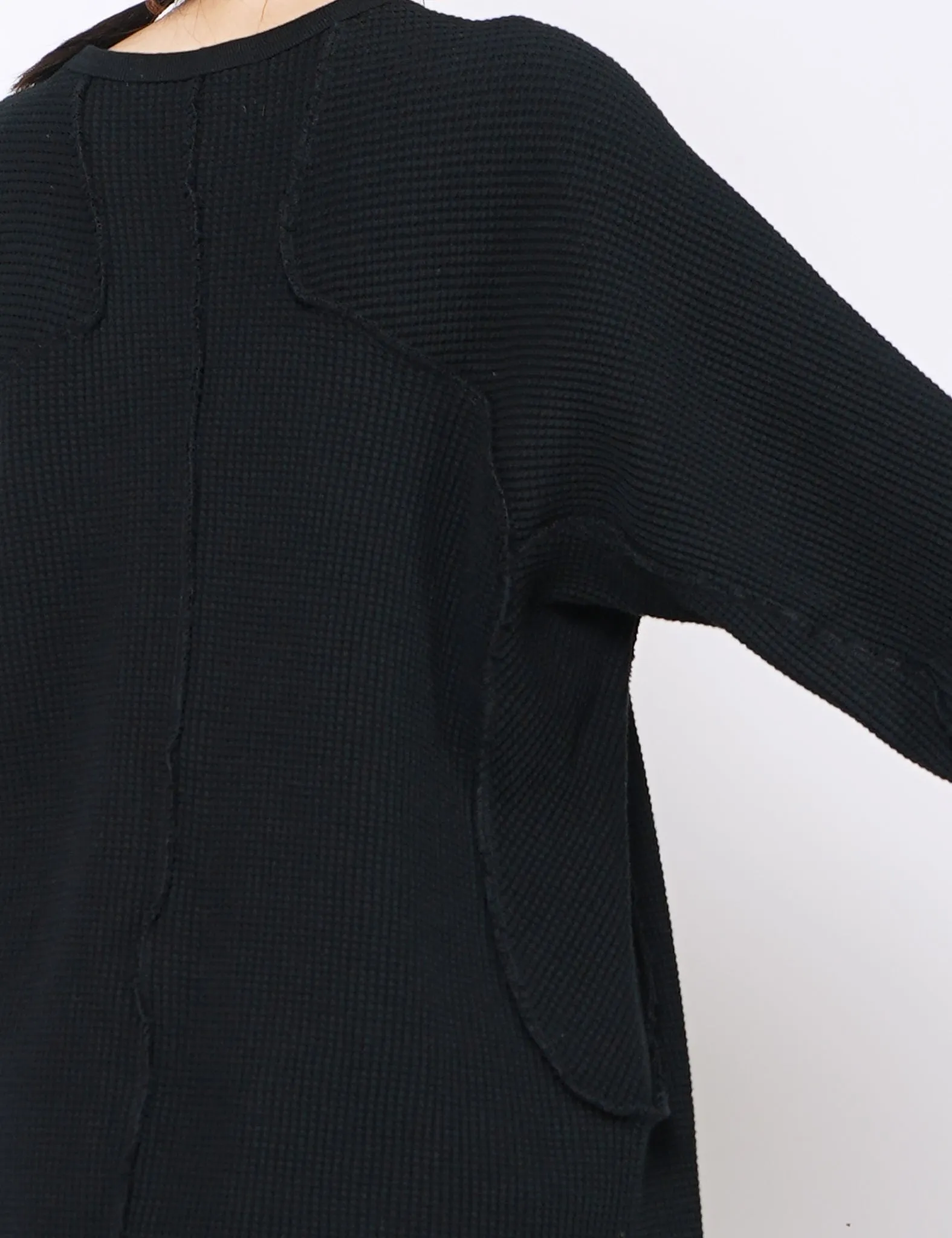BLACK WAFFLE THERMAL LONG SLEEVE T-SHIRT