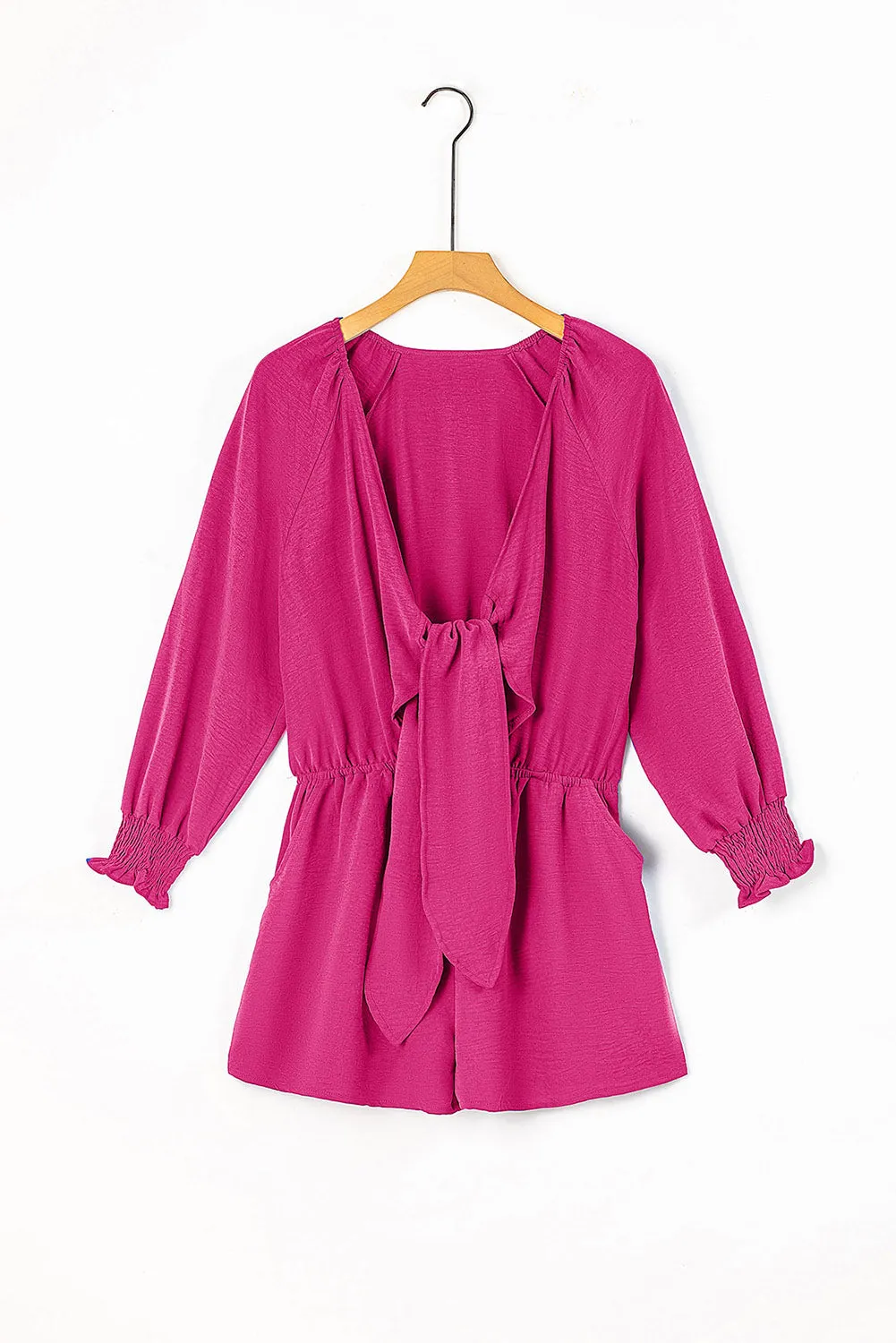 Brianna Tied Flounce Sleeve Plunge Romper
