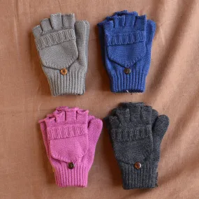 Child's Button Back Mittens - 100% Organic Merino Wool (1-8y )
