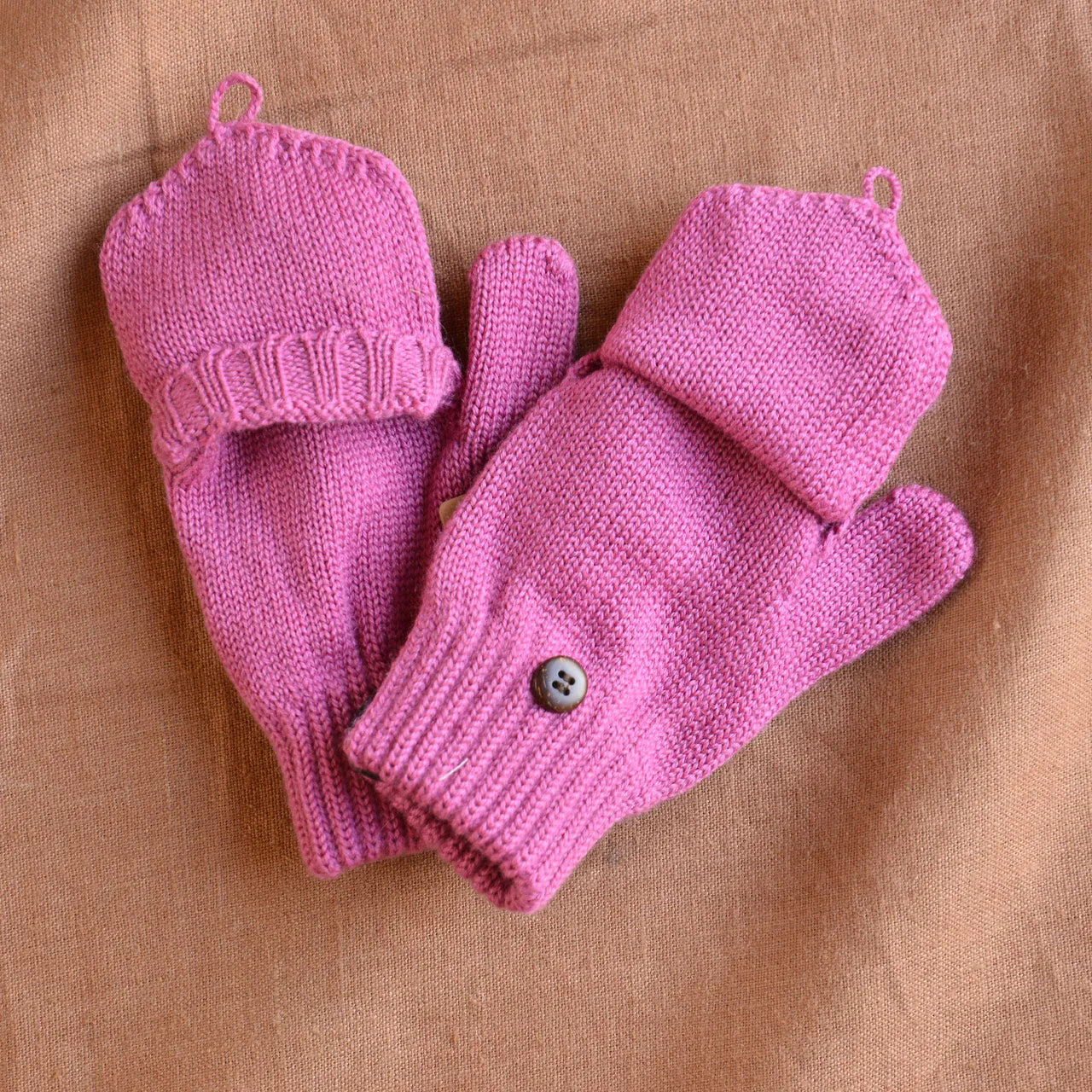 Child's Button Back Mittens - 100% Organic Merino Wool (1-8y )