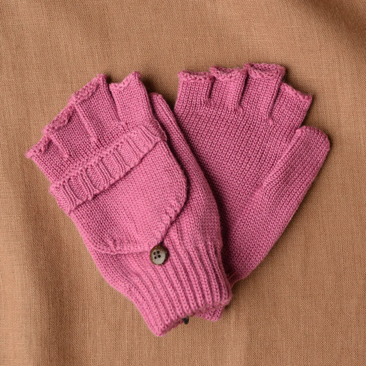 Child's Button Back Mittens - 100% Organic Merino Wool (1-8y )
