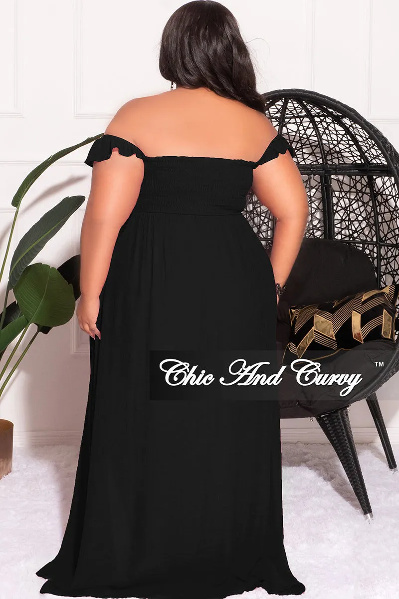 Final Sale Plus Size Off the Shoulder Smocked Maxi Dress in Black