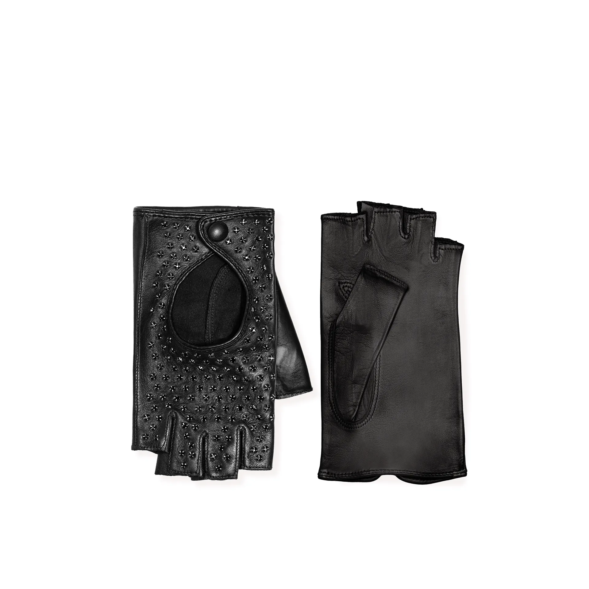 Fingerless Driving Glove with Crystals