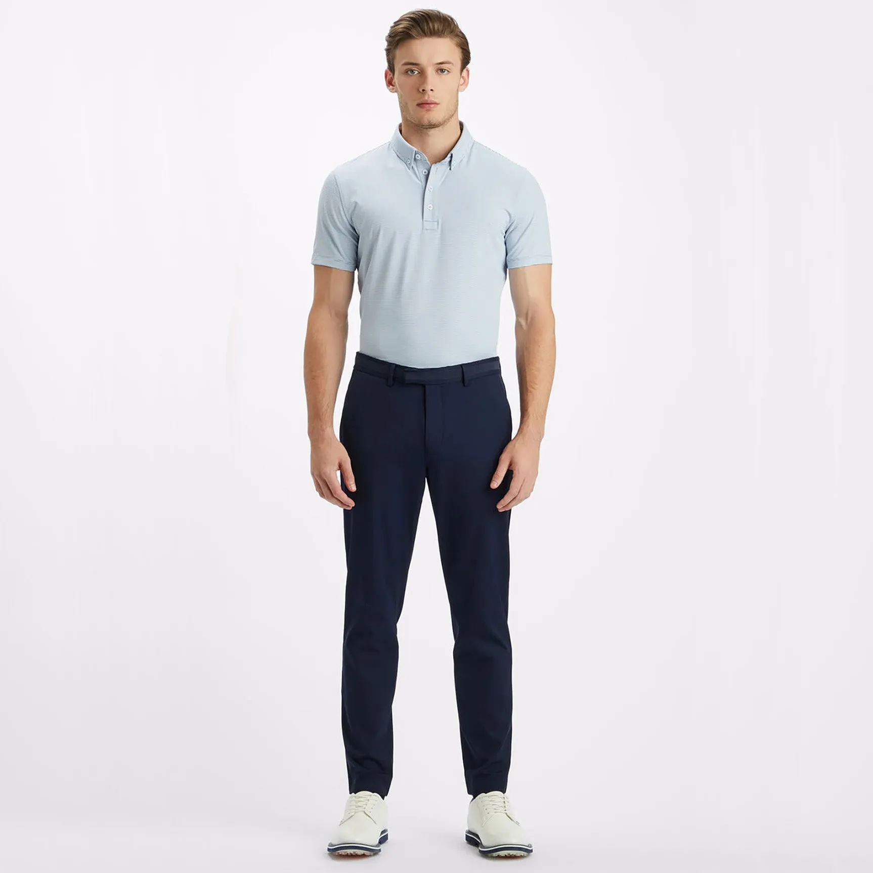 G/Fore Feeder Stripe Tech Jersey Polo - Fjord