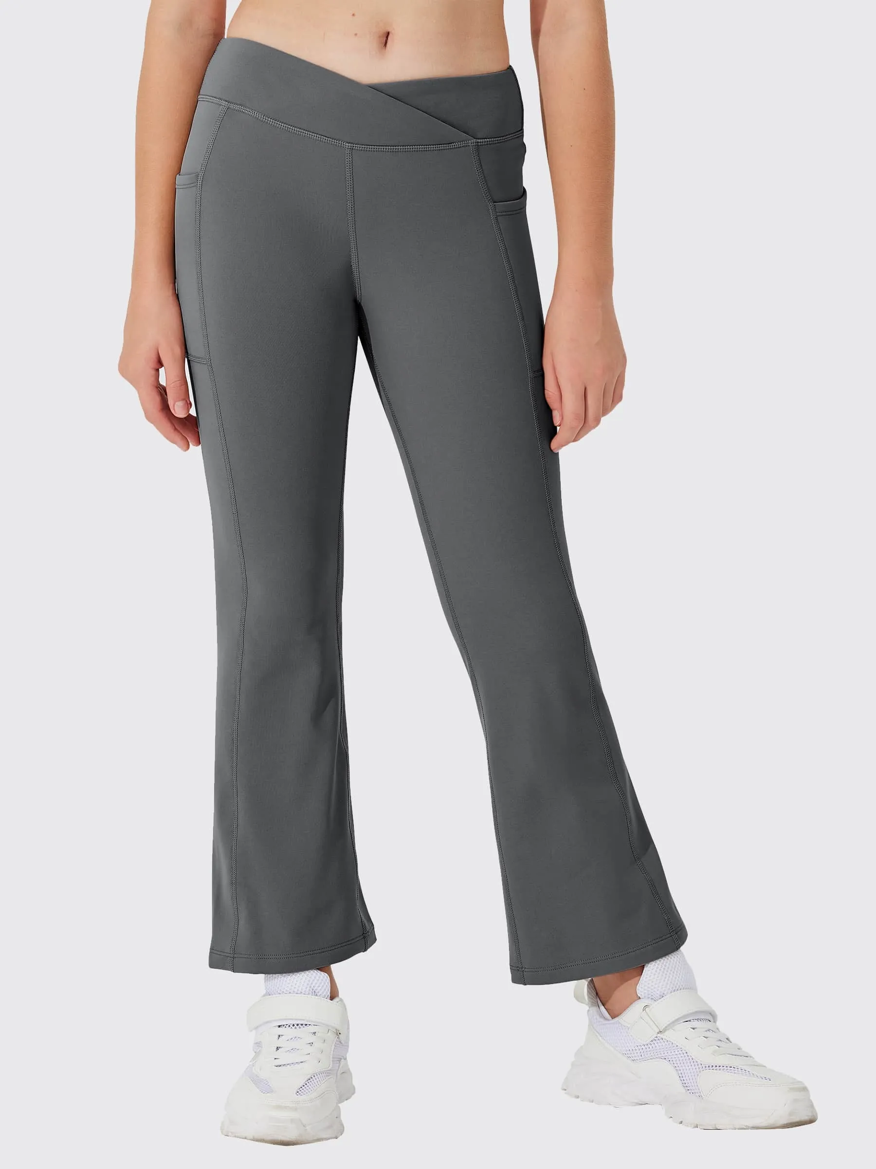 Girls' Fleece Lined Crossover Flared Leggings