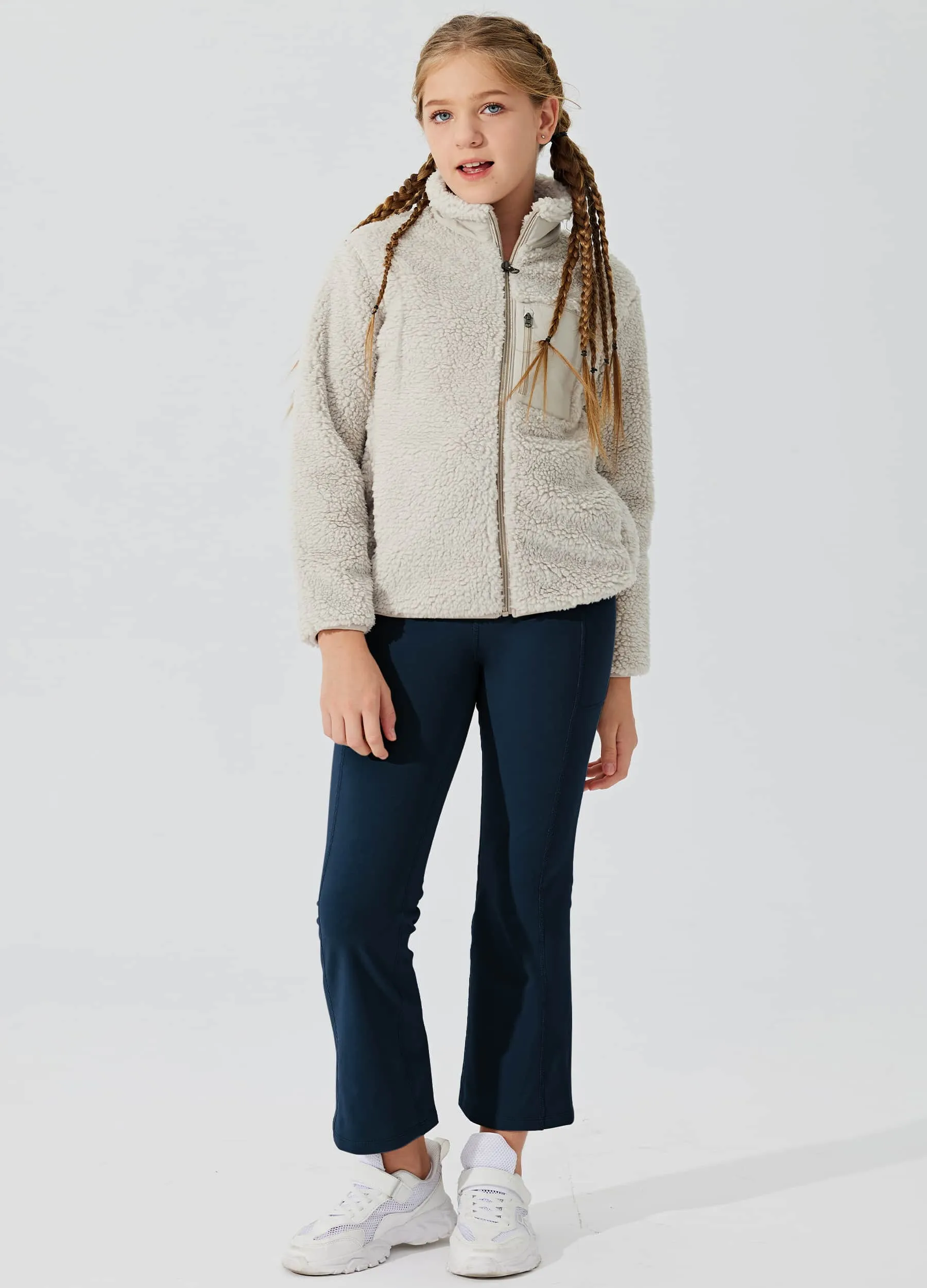 Girls' Fleece Lined Crossover Flared Leggings