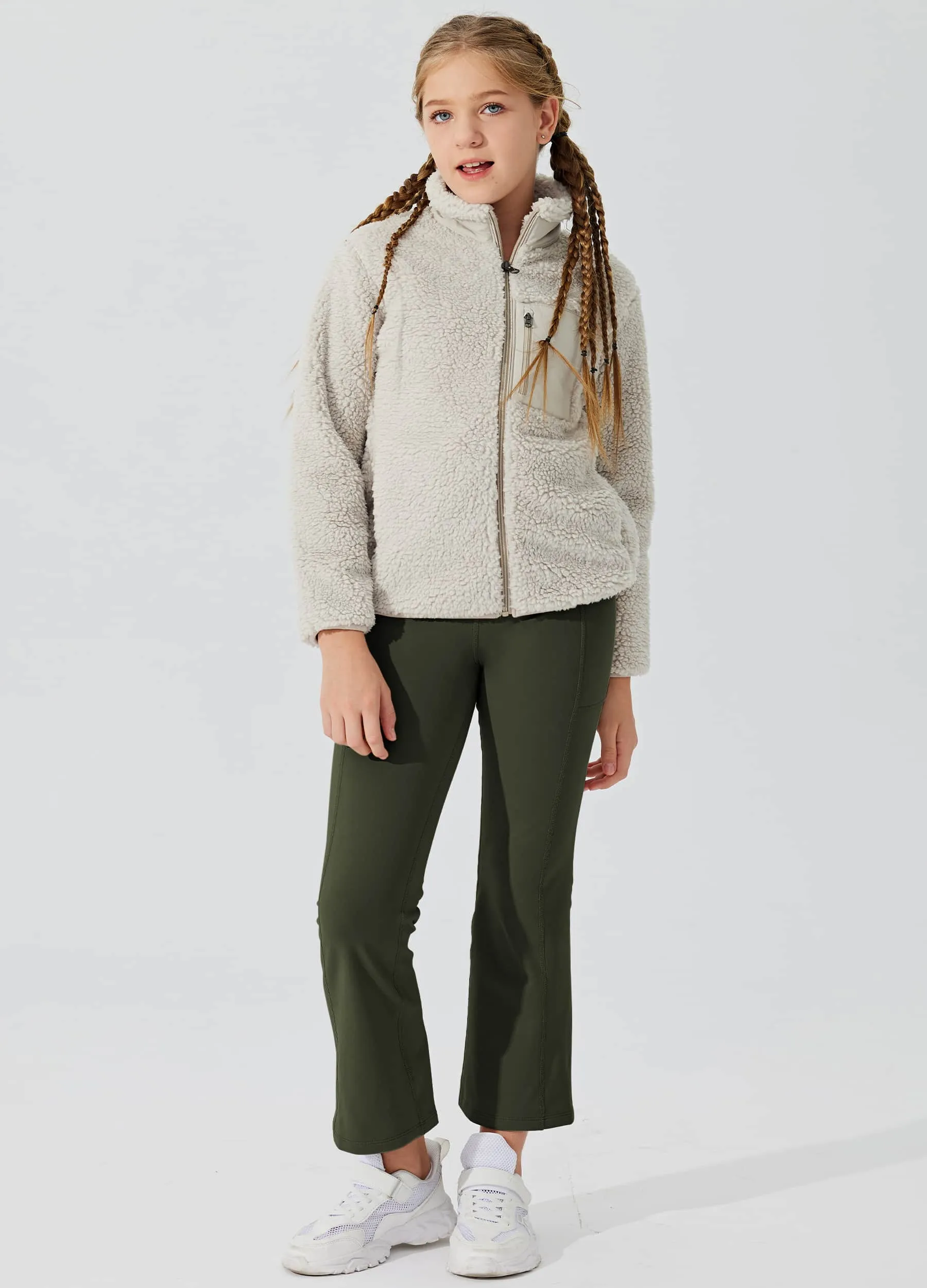 Girls' Fleece Lined Crossover Flared Leggings
