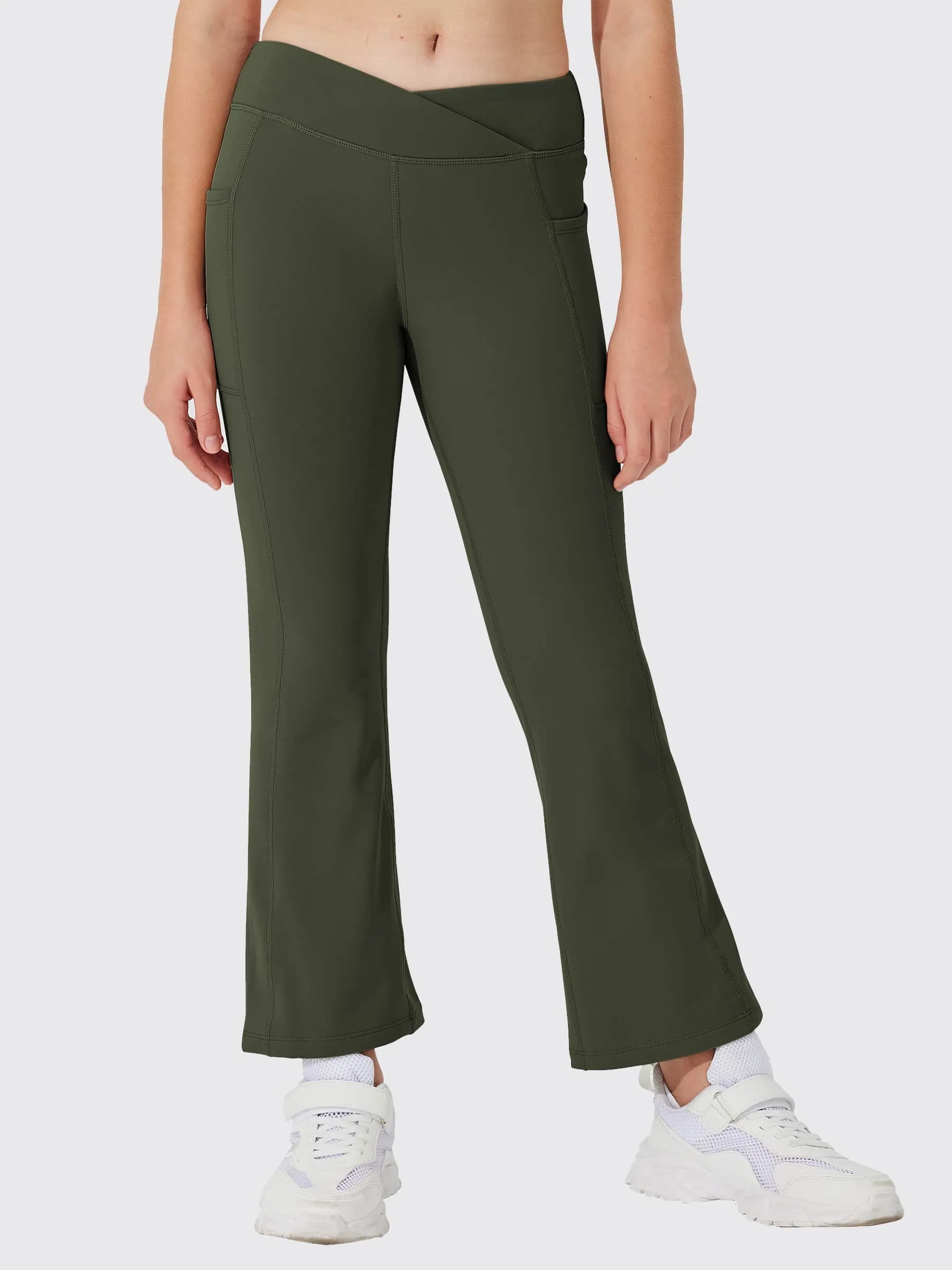 Girls' Fleece Lined Crossover Flared Leggings