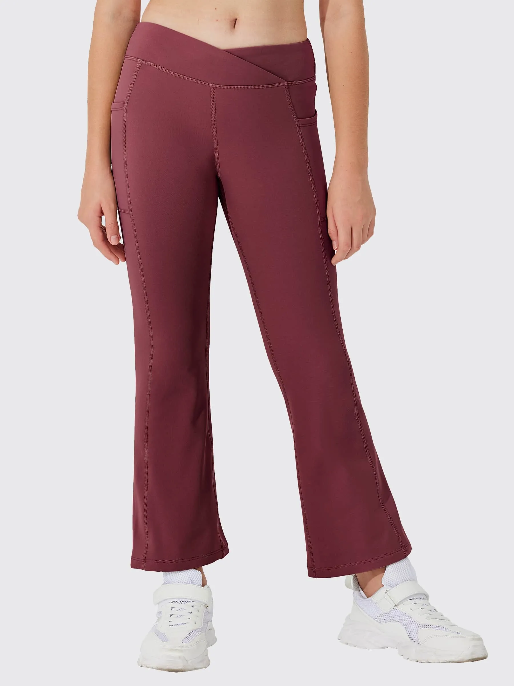 Girls' Fleece Lined Crossover Flared Leggings