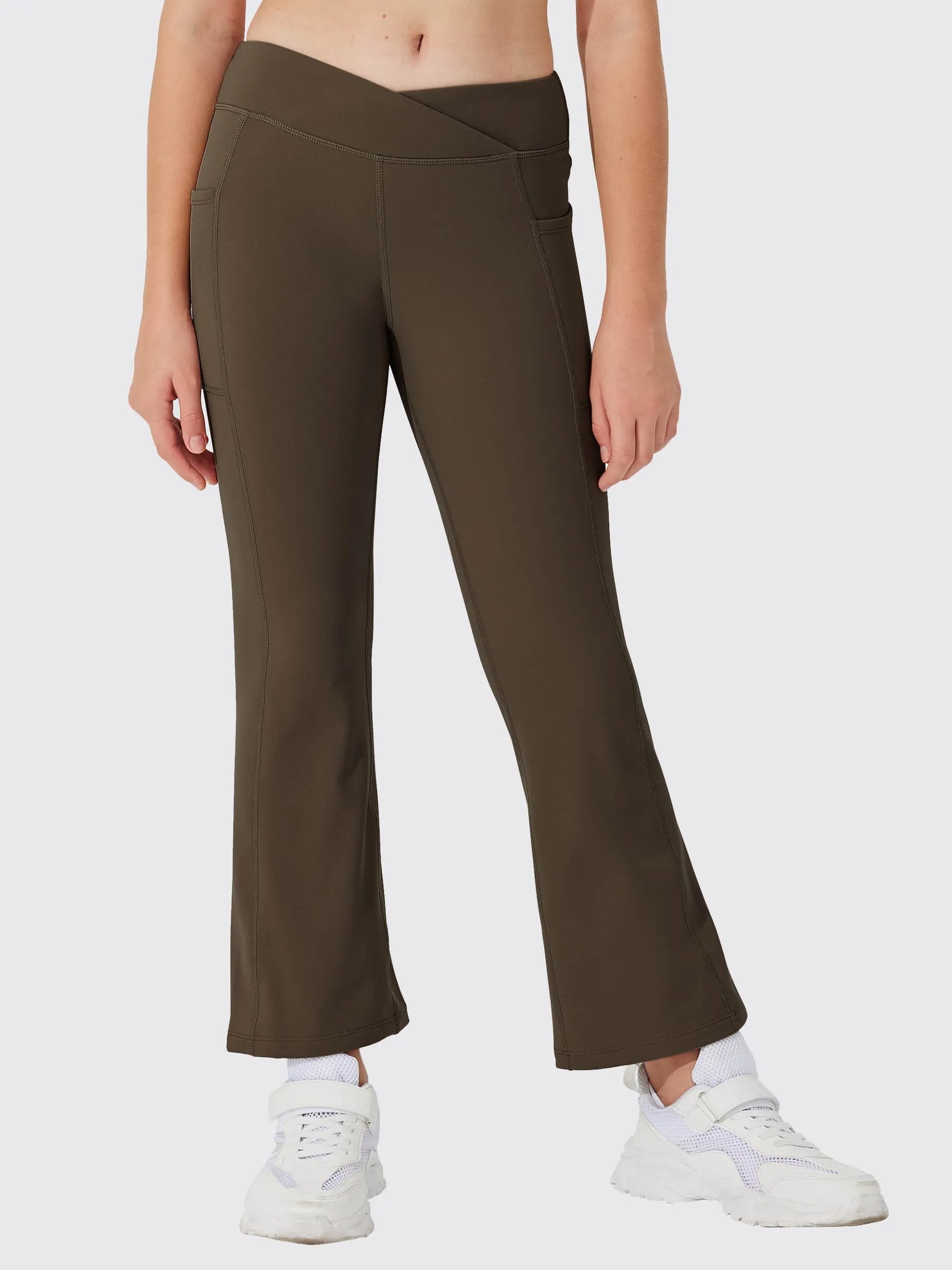 Girls' Fleece Lined Crossover Flared Leggings