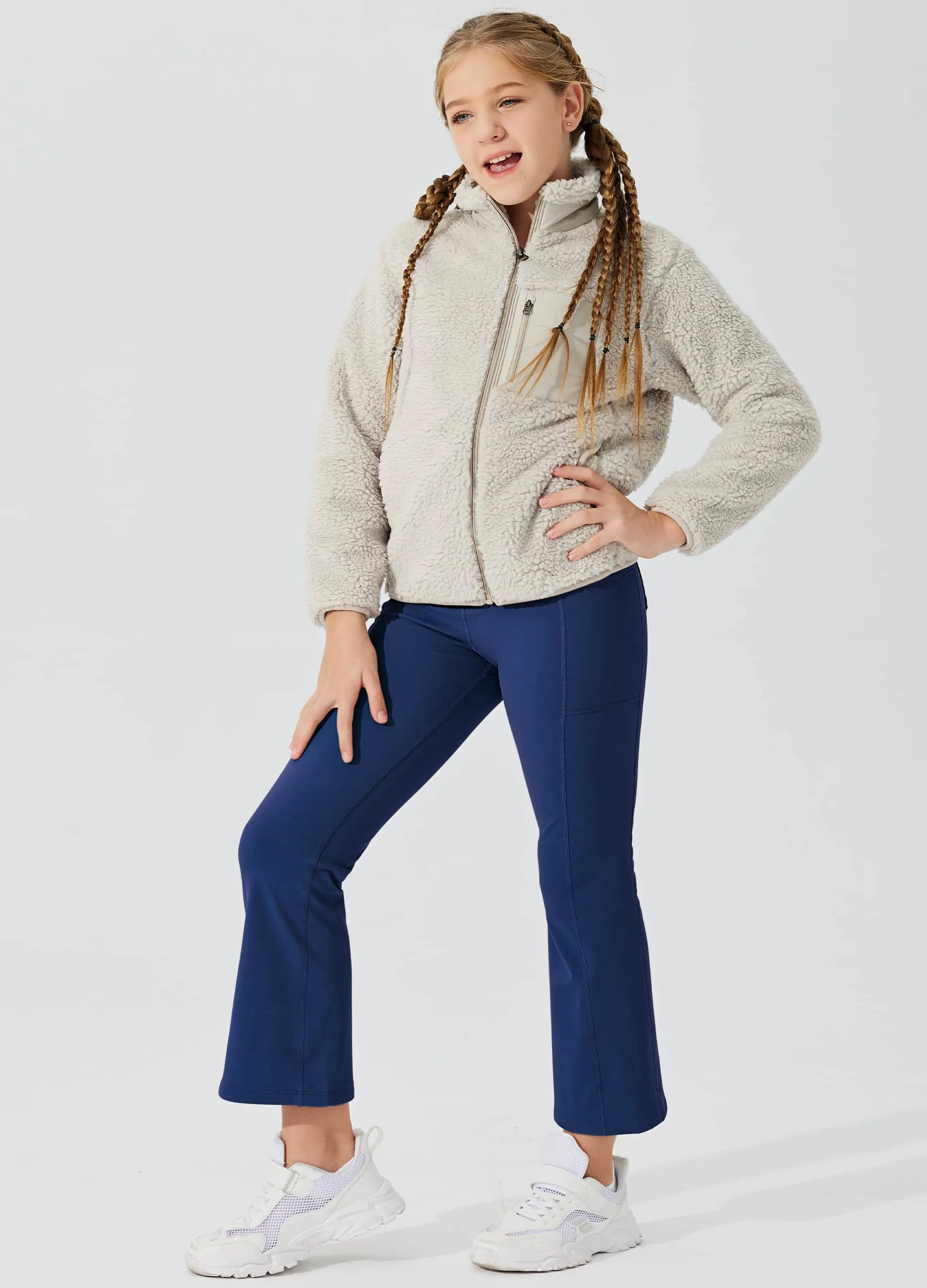 Girls' Fleece Lined Crossover Flared Leggings