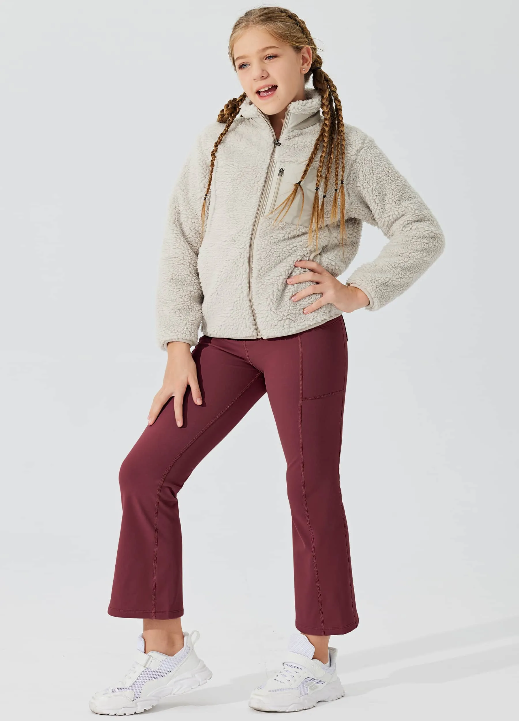 Girls' Fleece Lined Crossover Flared Leggings