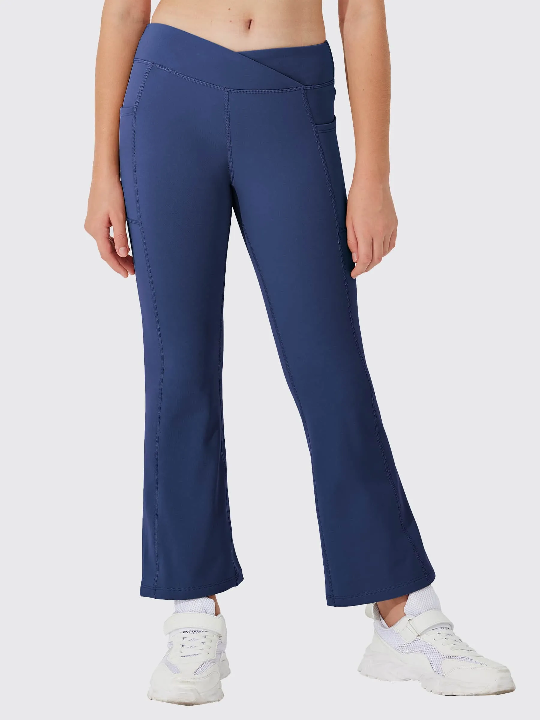 Girls' Fleece Lined Crossover Flared Leggings