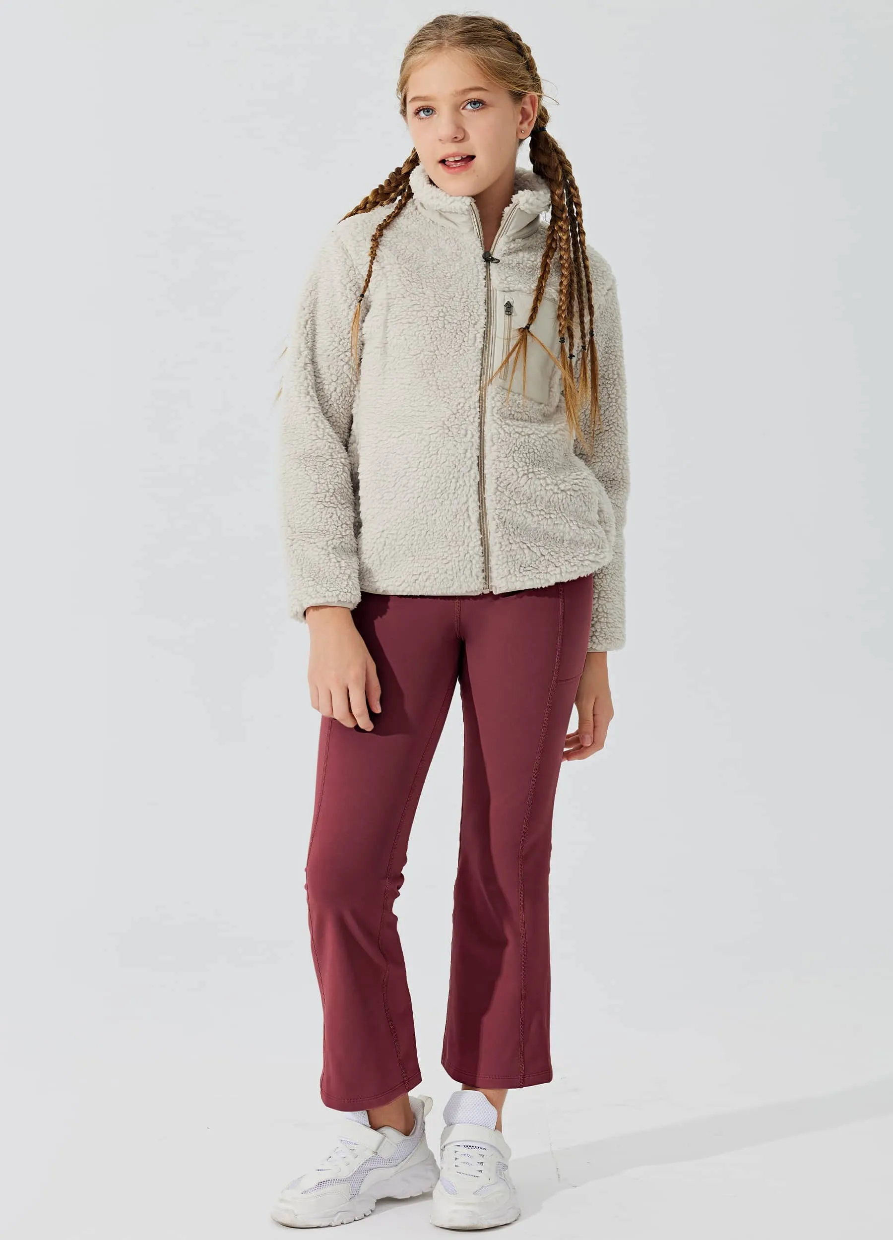 Girls' Fleece Lined Crossover Flared Leggings