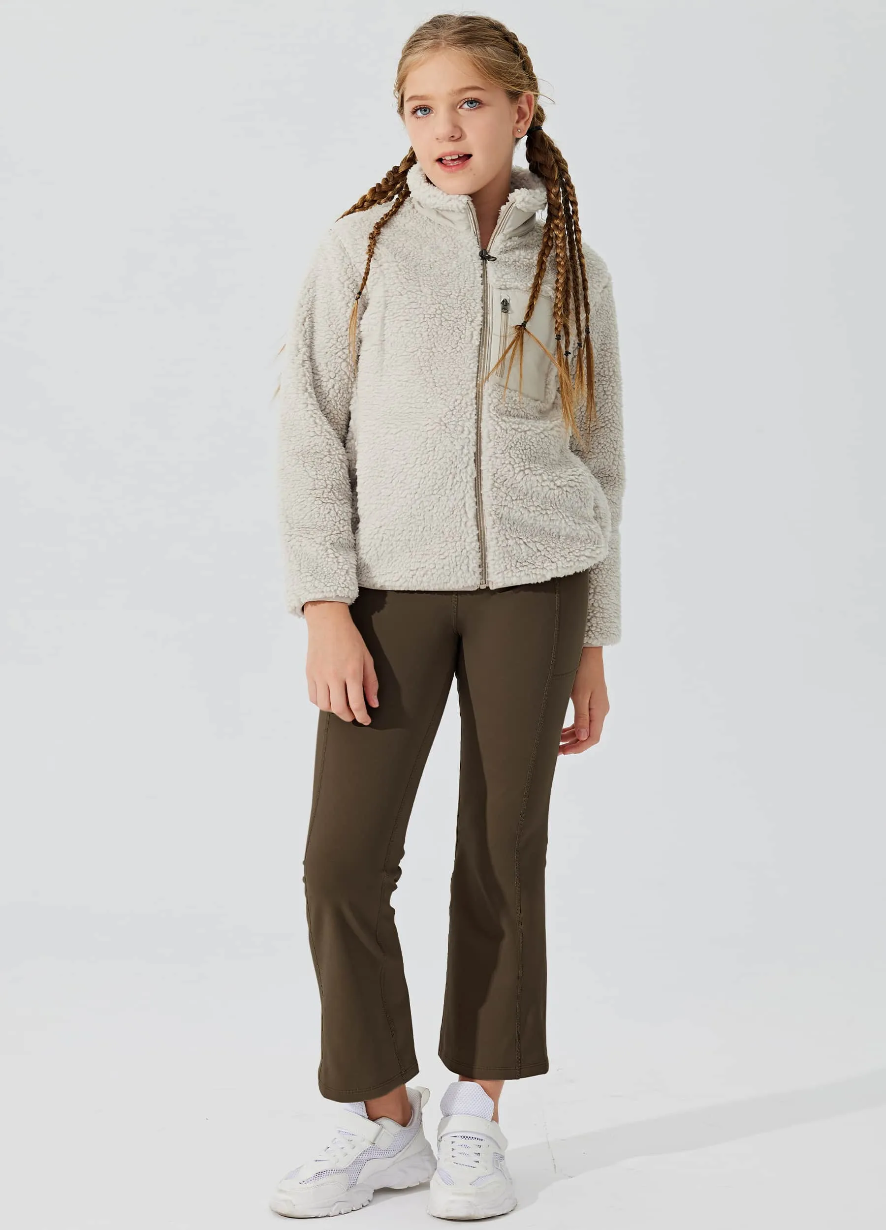 Girls' Fleece Lined Crossover Flared Leggings