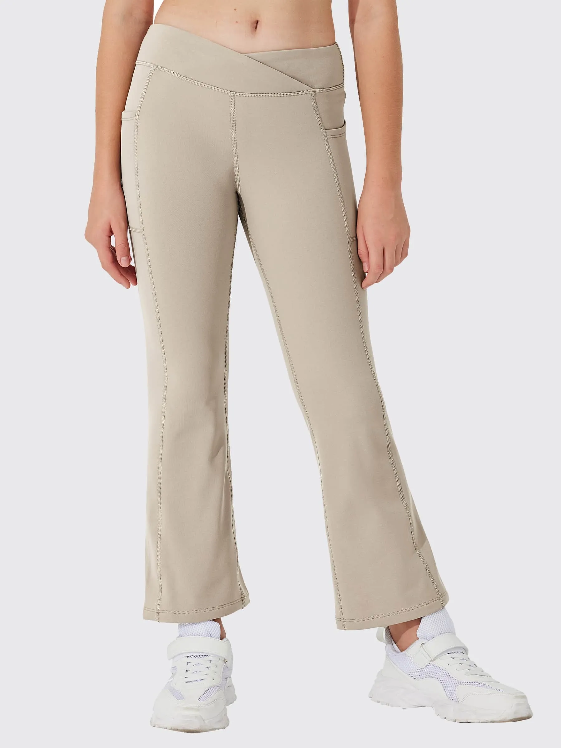 Girls' Fleece Lined Crossover Flared Leggings