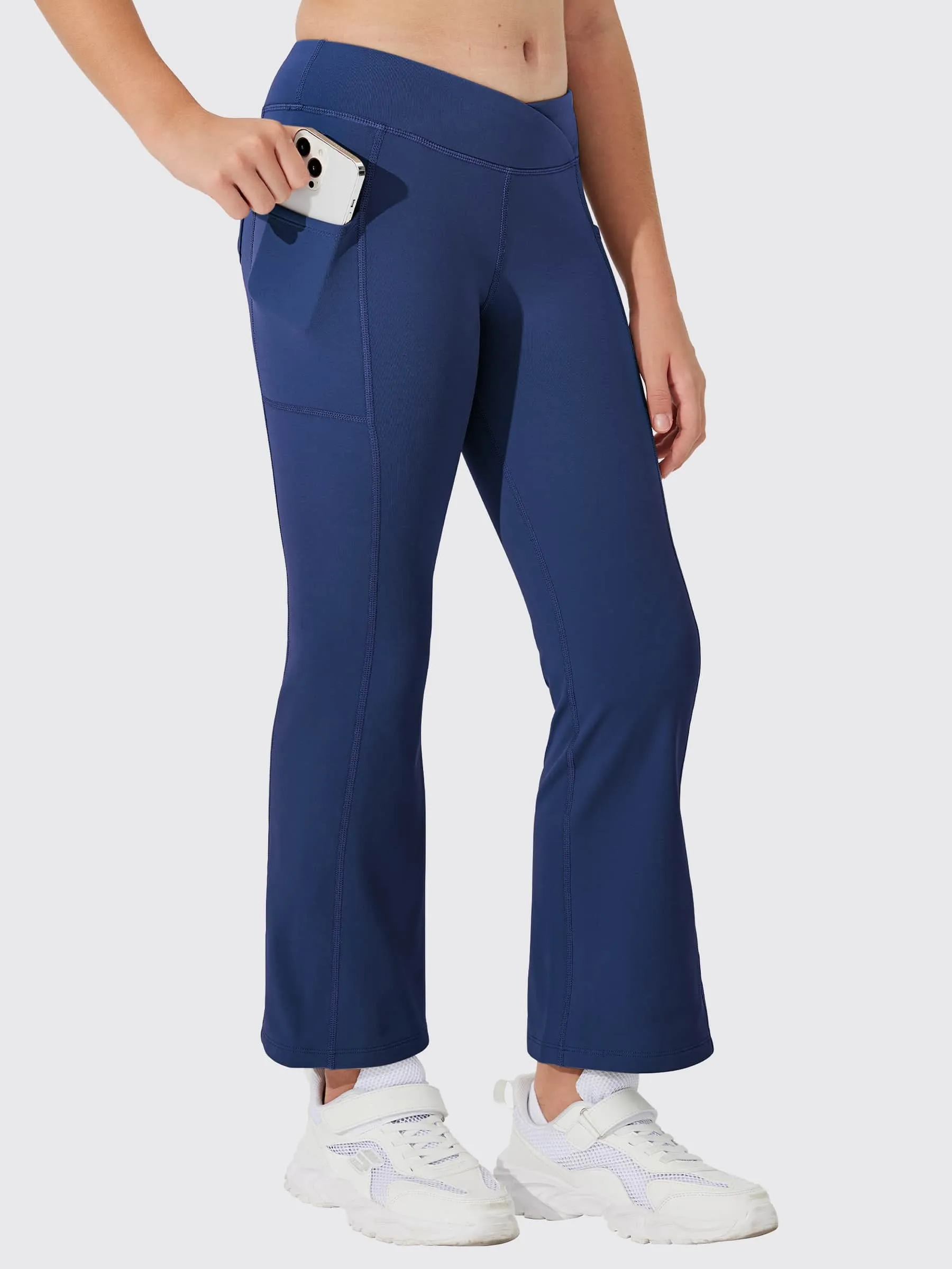 Girls' Fleece Lined Crossover Flared Leggings