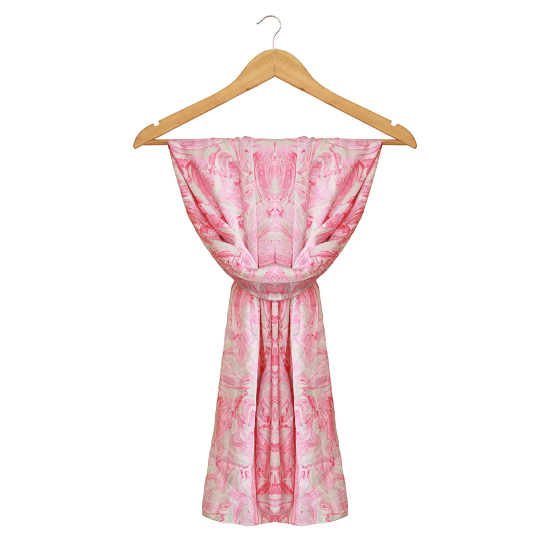 Grey & Pink Marble Print Multipurpose Satin Scarf in Grey and Pink for Daily and Party purpose for Women