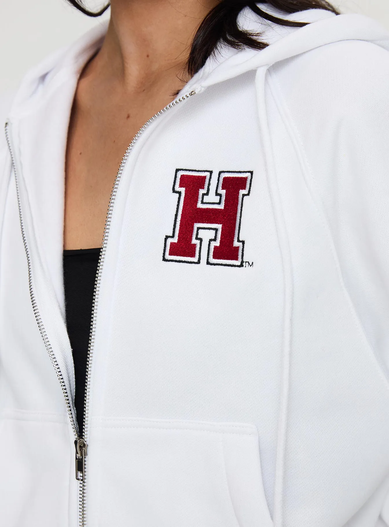 Harvard Raglan Zip Up White / Red