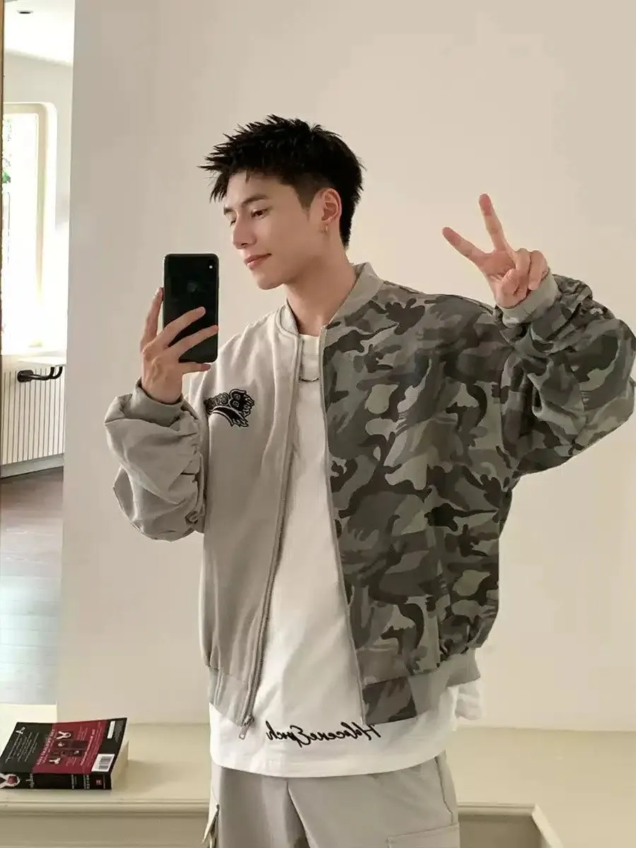 Holo Asymmetric Leopard Print Bomber Jacket