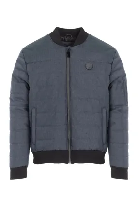 Industry Clothing Grey Blue Textured Alternative Down Bomber Jacket