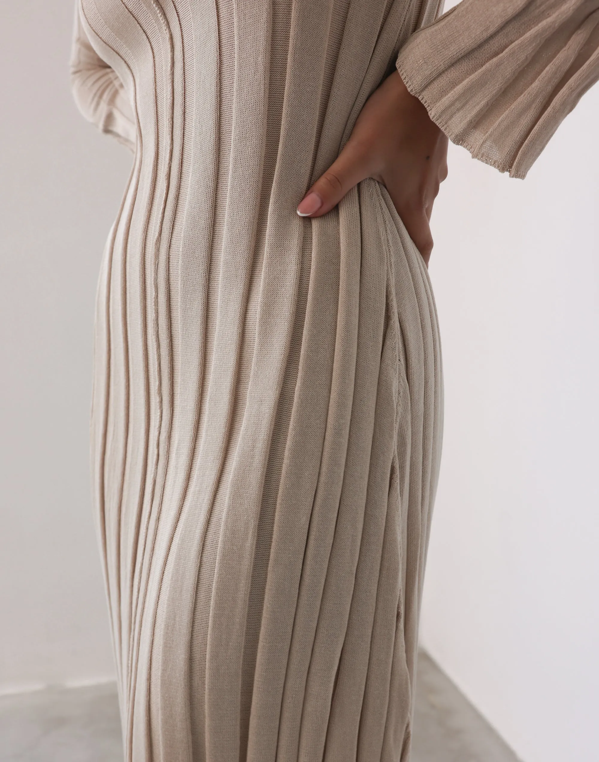 Jemima Long Sleeve Maxi Dress (Stone)