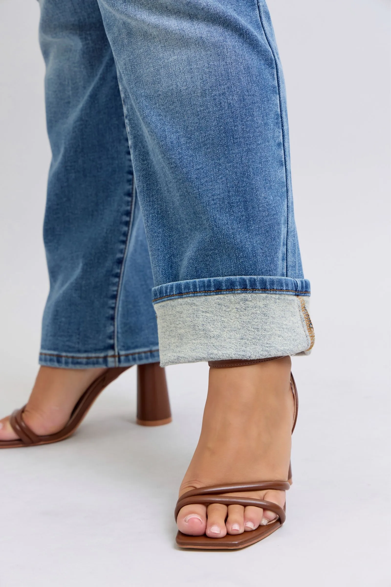 Judy Blue High Rise Vintage Wash Thermal Straight Denim Jeans 82632