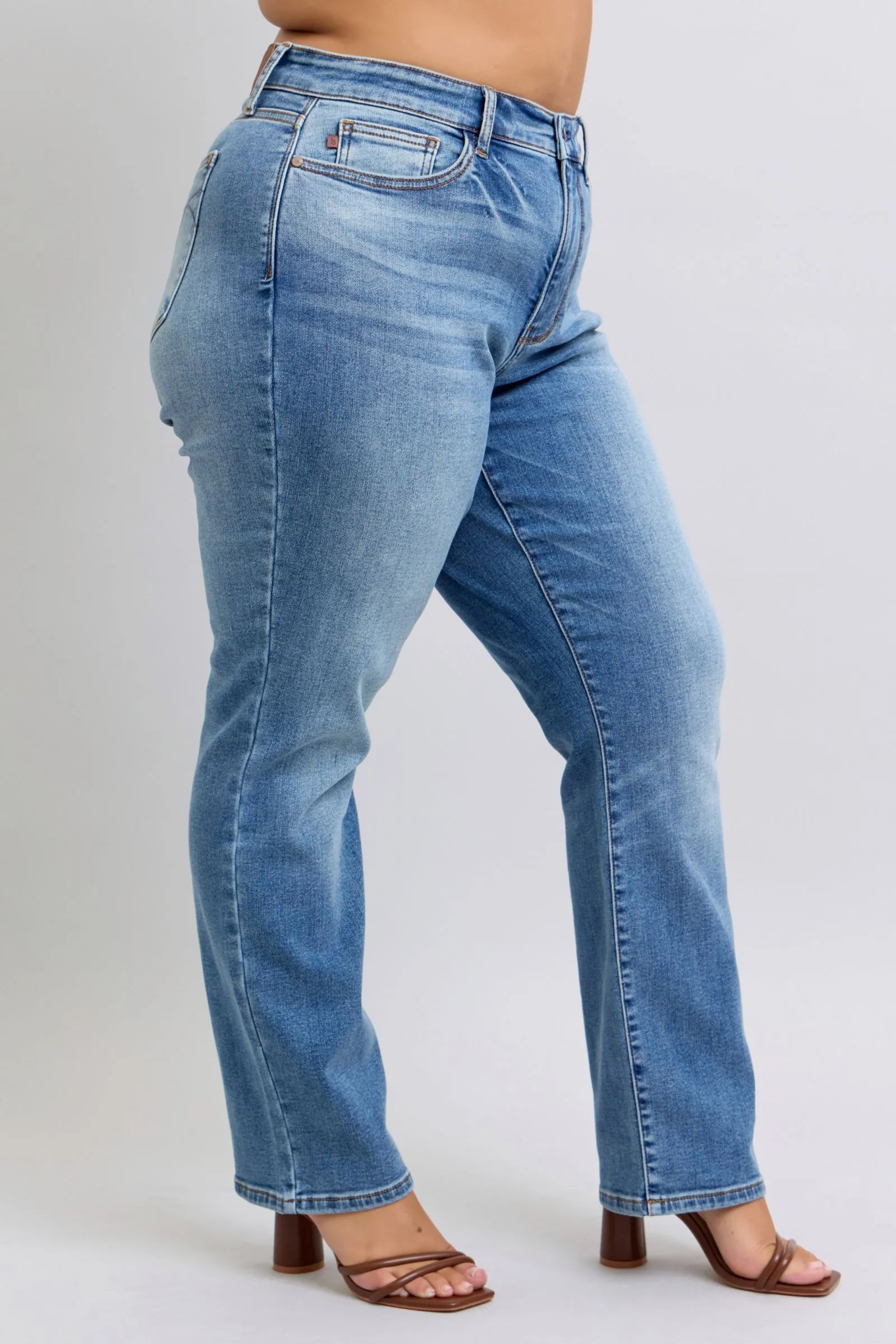 Judy Blue High Rise Vintage Wash Thermal Straight Denim Jeans 82632