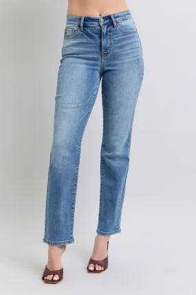 Judy Blue High Rise Vintage Wash Thermal Straight Denim Jeans 82632