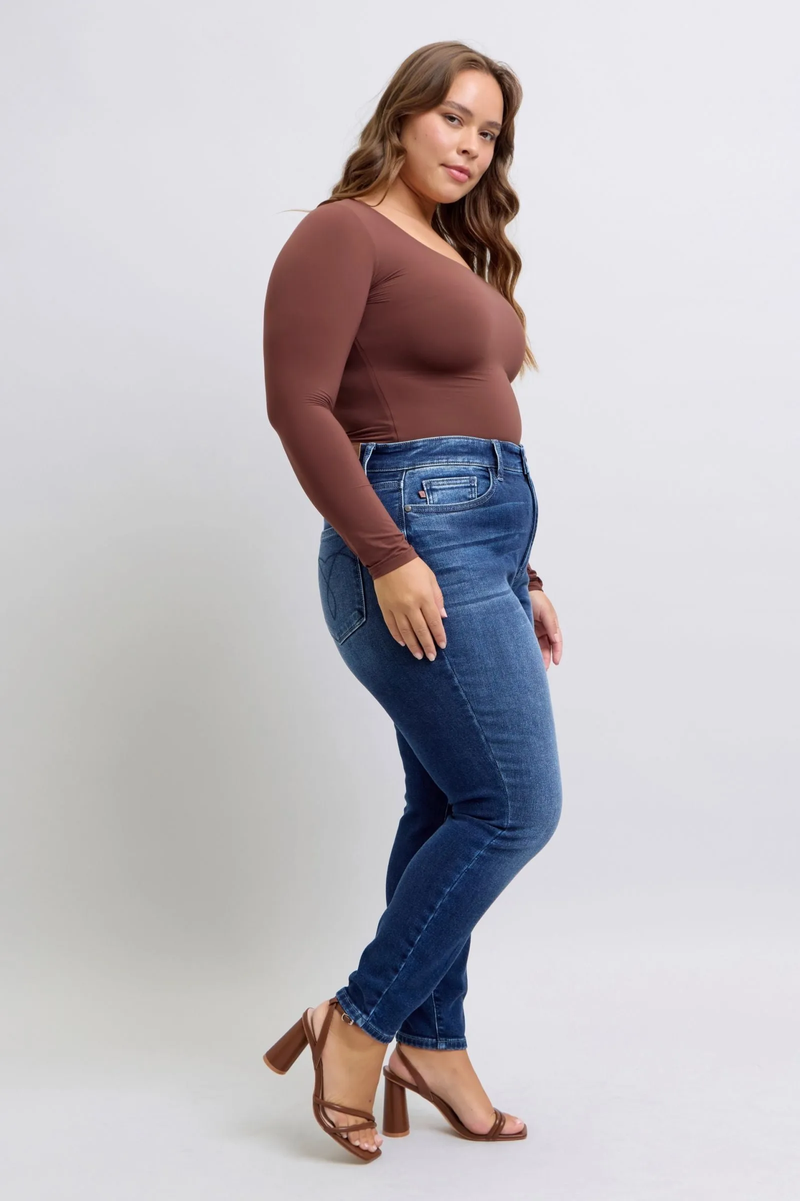 Judy Blue Mid Rise Thermal Skinny Denim Jeans 82635