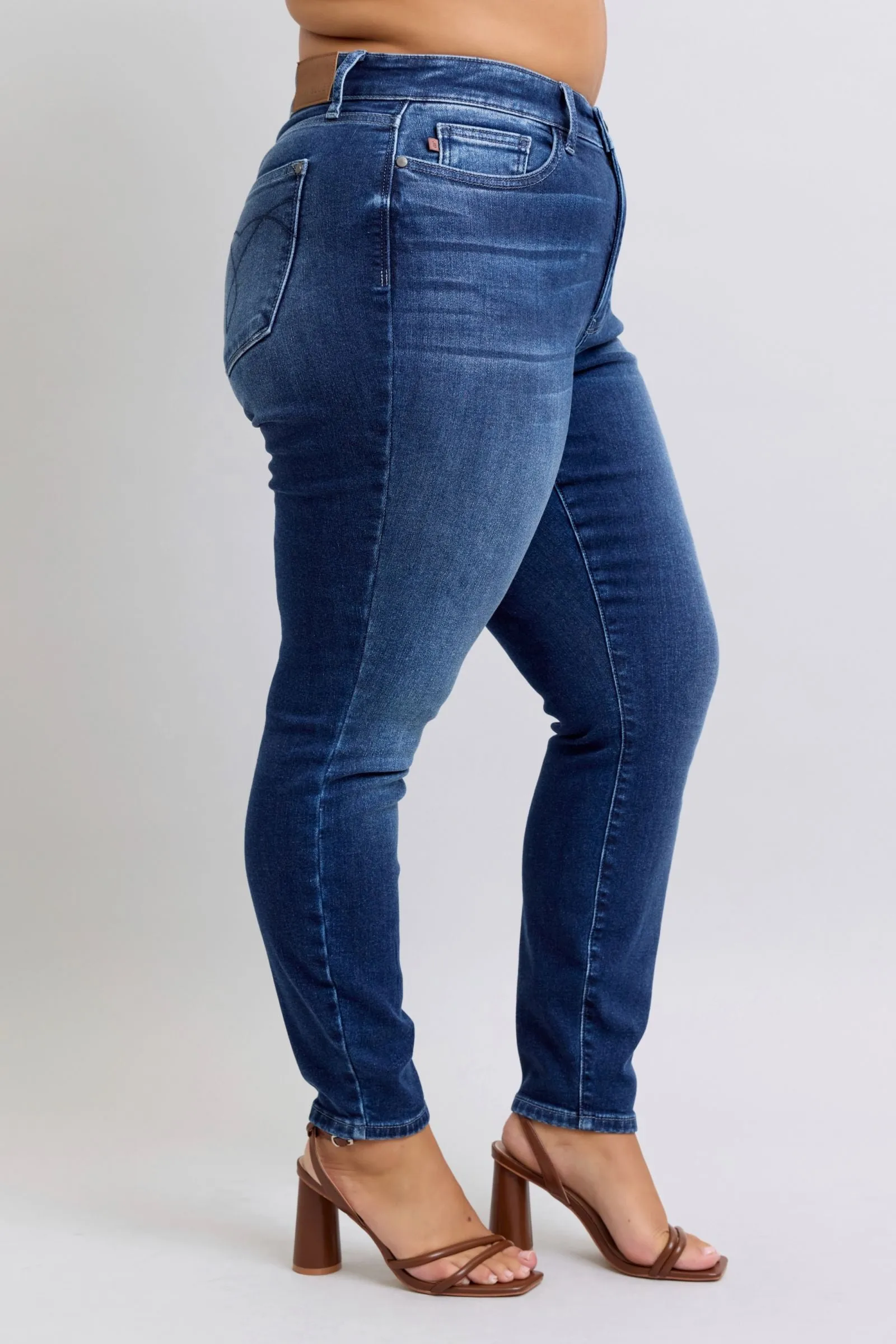 Judy Blue Mid Rise Thermal Skinny Denim Jeans 82635