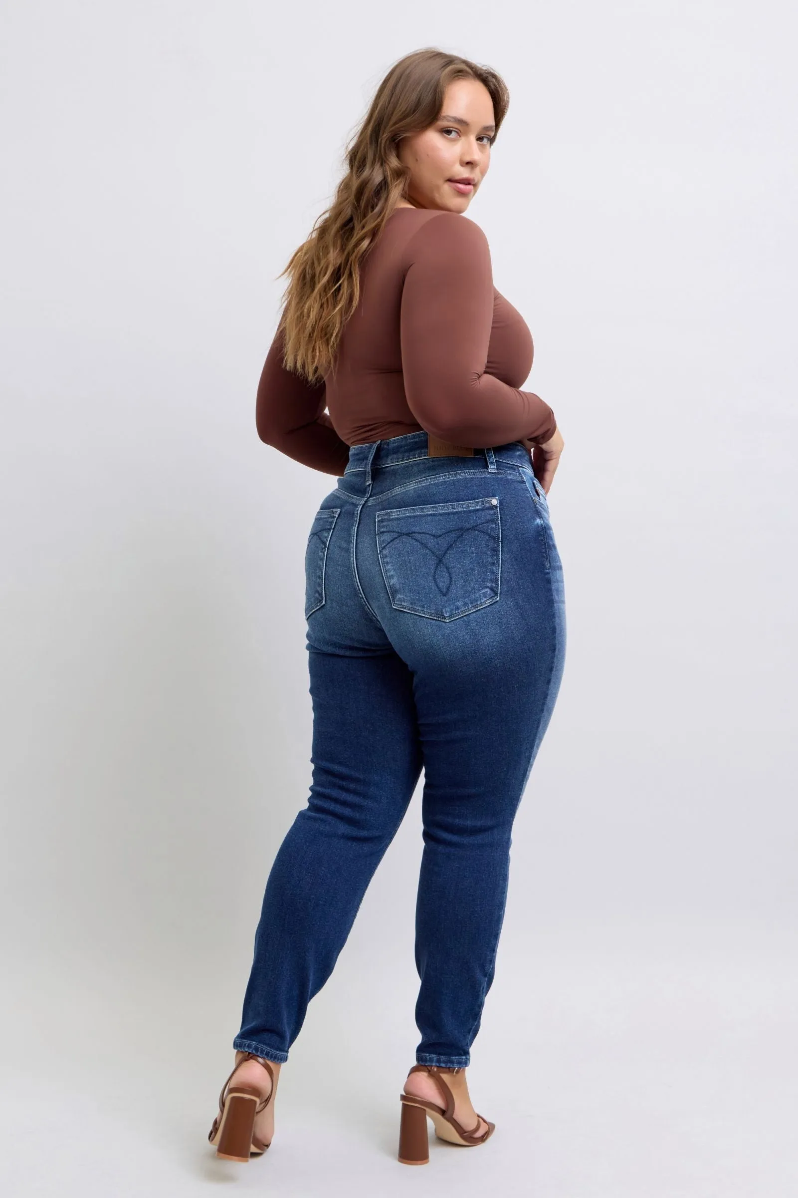 Judy Blue Mid Rise Thermal Skinny Denim Jeans 82635