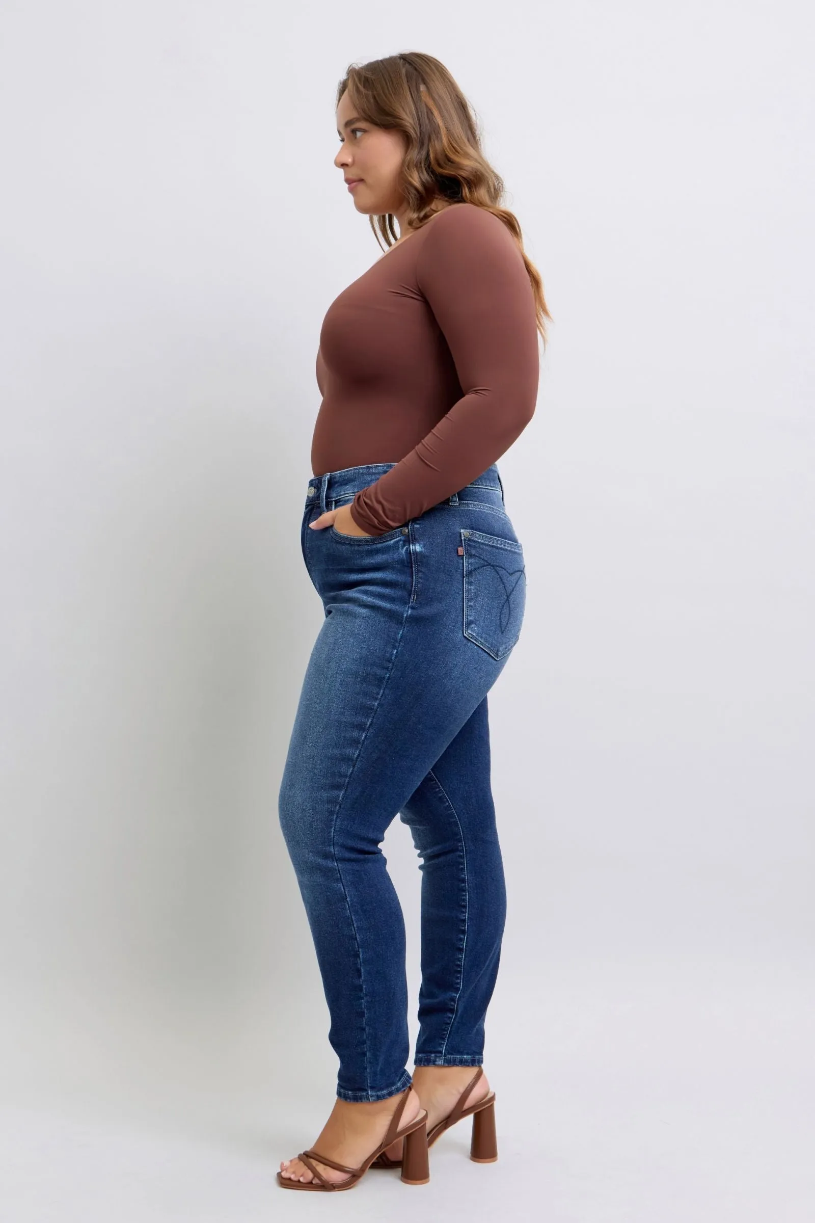 Judy Blue Mid Rise Thermal Skinny Denim Jeans 82635