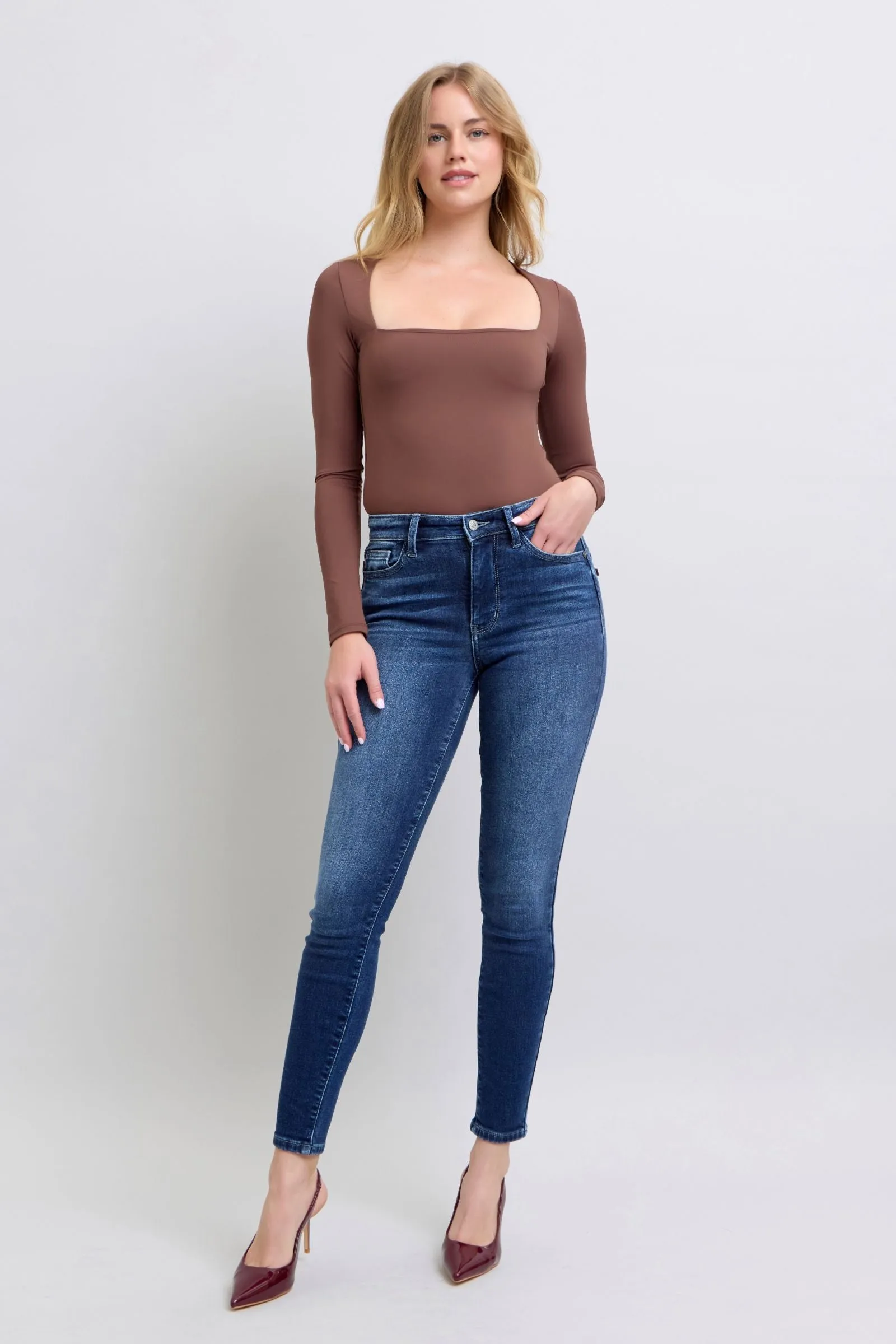 Judy Blue Mid Rise Thermal Skinny Denim Jeans 82635