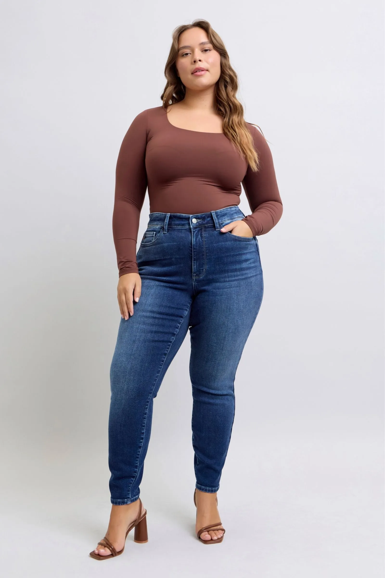 Judy Blue Mid Rise Thermal Skinny Denim Jeans 82635