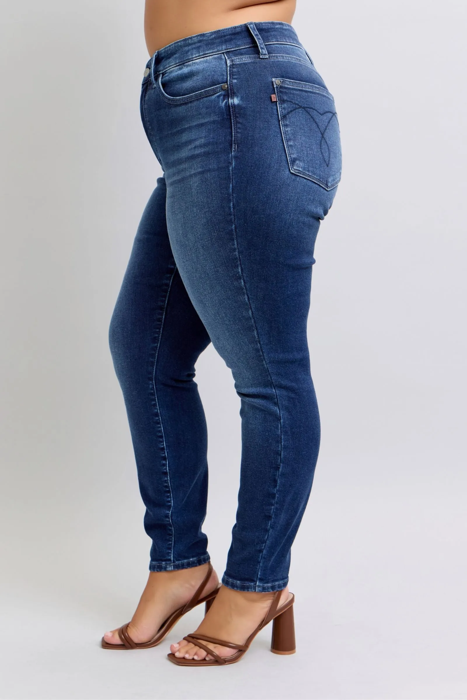 Judy Blue Mid Rise Thermal Skinny Denim Jeans 82635