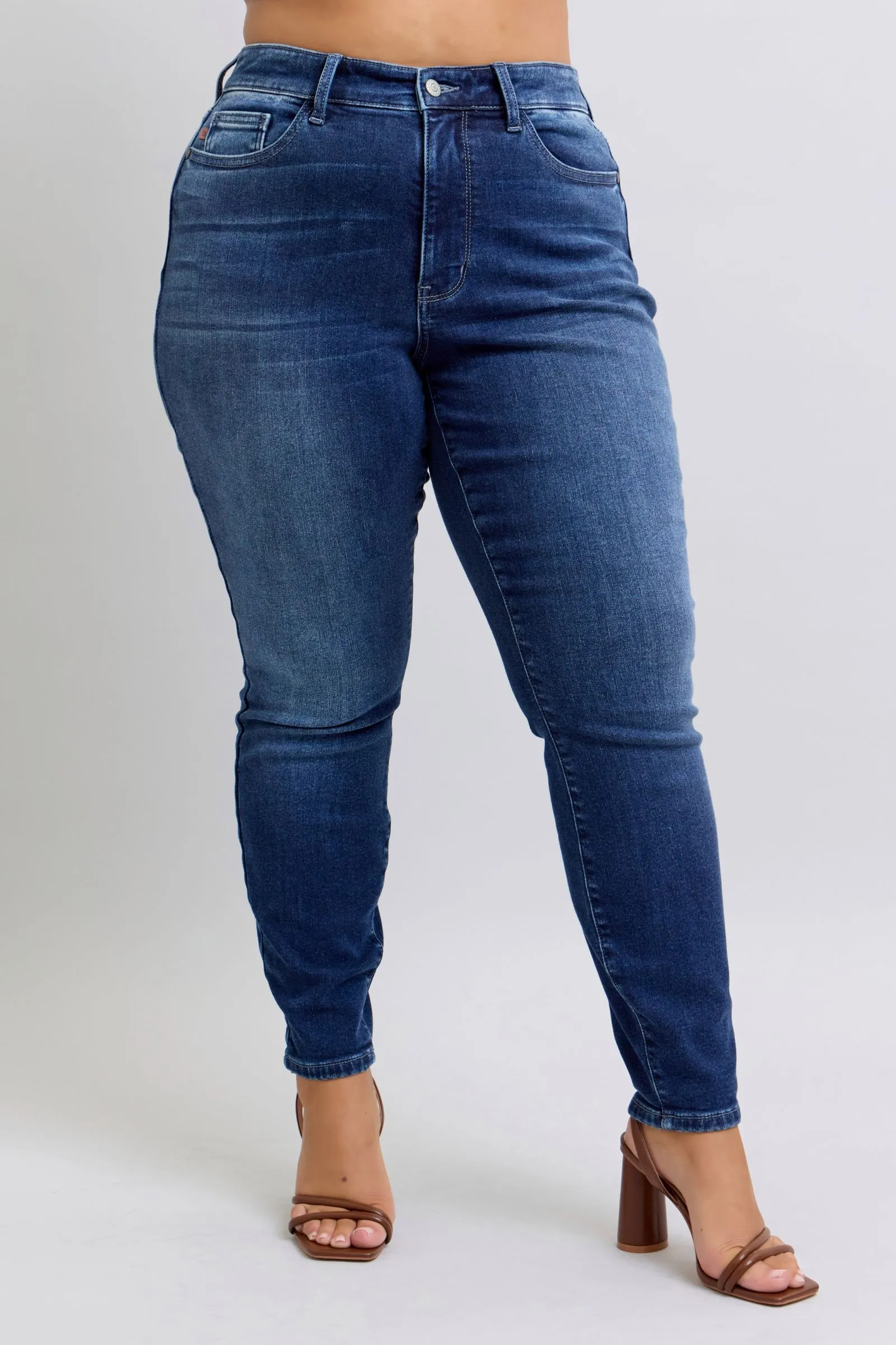 Judy Blue Mid Rise Thermal Skinny Denim Jeans 82635