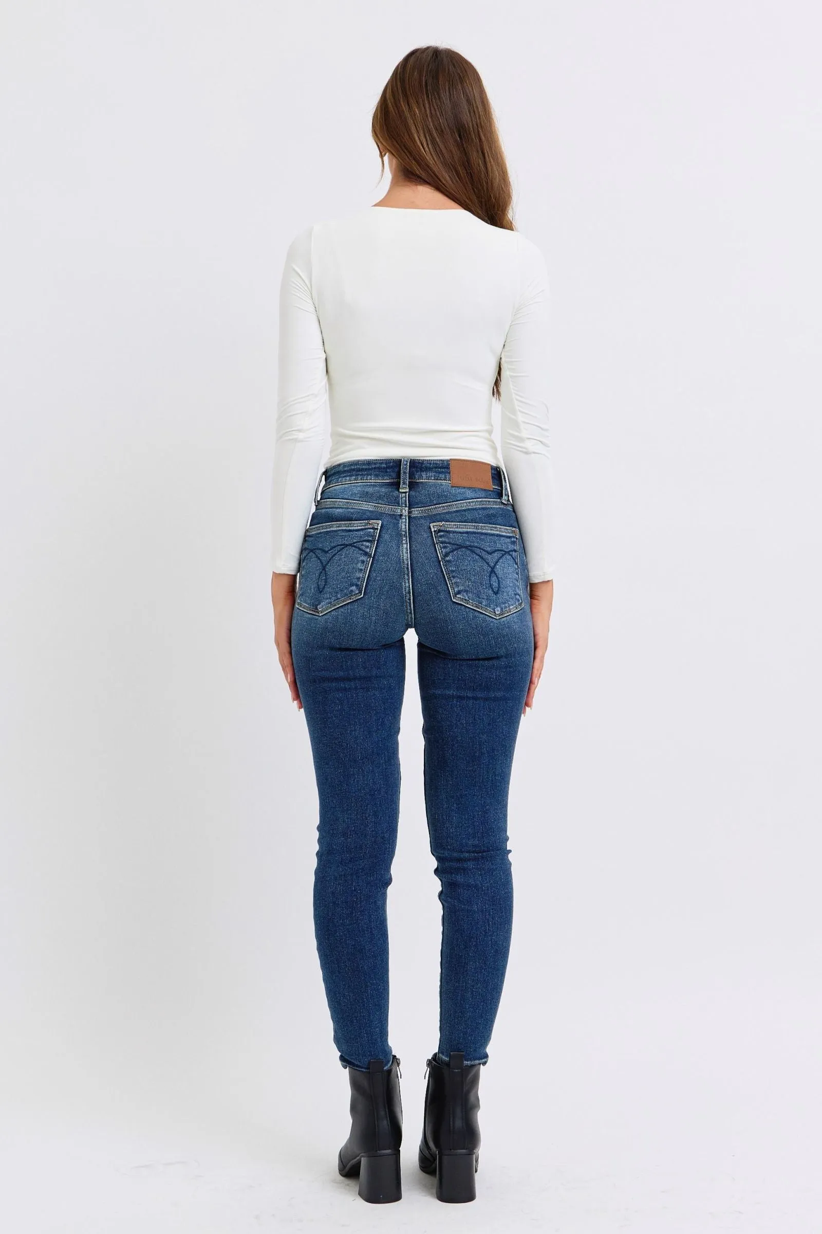 Judy Blue Mid Rise Thermal Skinny Denim Jeans 82639