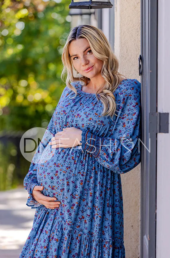 Kali Blue Floral Dress - DM Exclusive - Maternity Friendly
