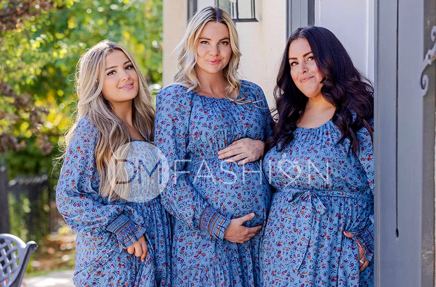 Kali Blue Floral Dress - DM Exclusive - Maternity Friendly