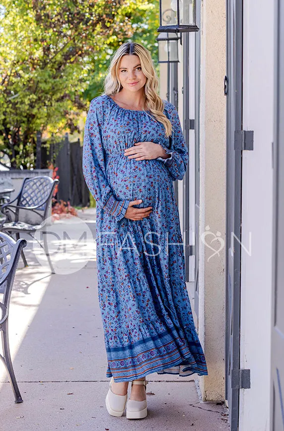 Kali Blue Floral Dress - DM Exclusive - Maternity Friendly