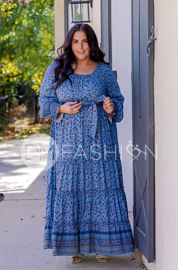 Kali Blue Floral Dress - DM Exclusive - Maternity Friendly