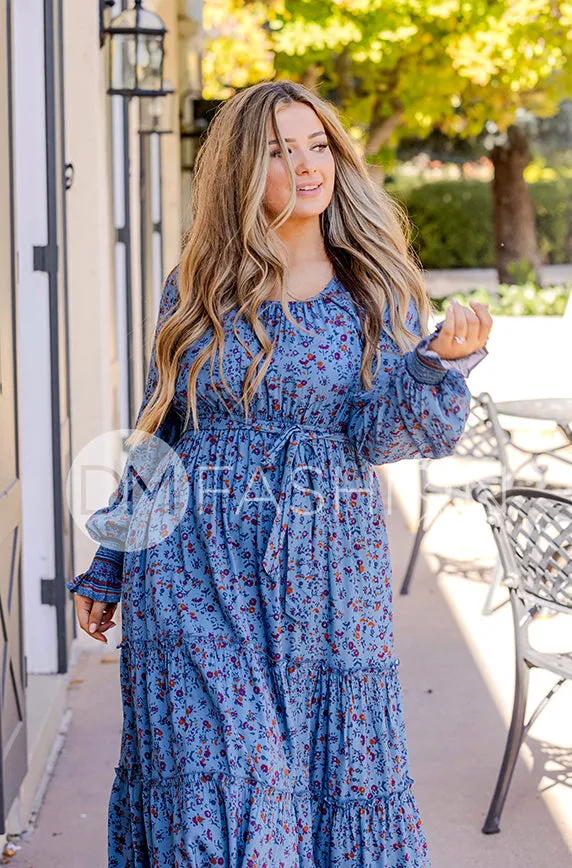 Kali Blue Floral Dress - DM Exclusive - Maternity Friendly