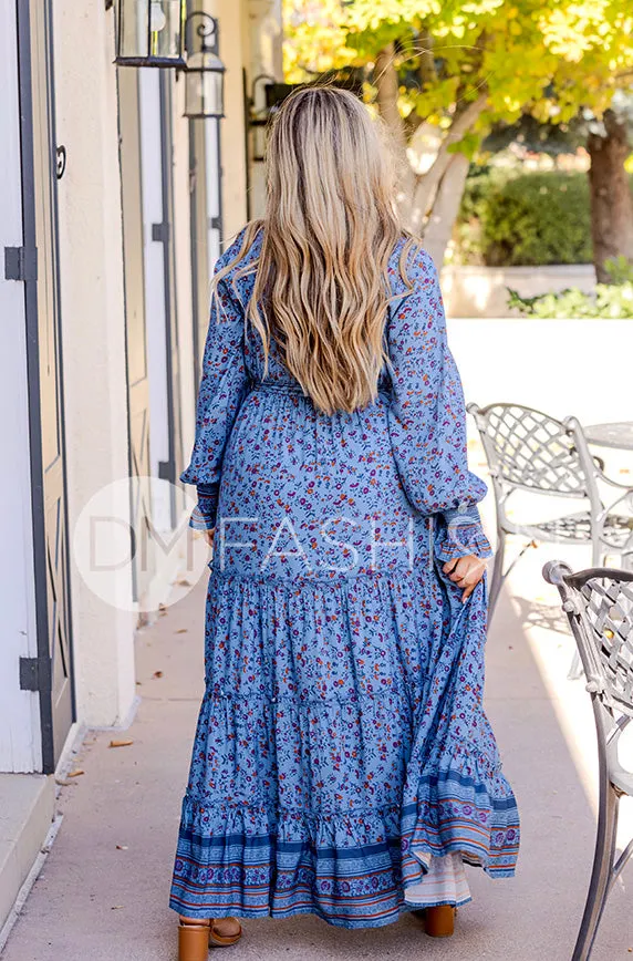 Kali Blue Floral Dress - DM Exclusive - Maternity Friendly